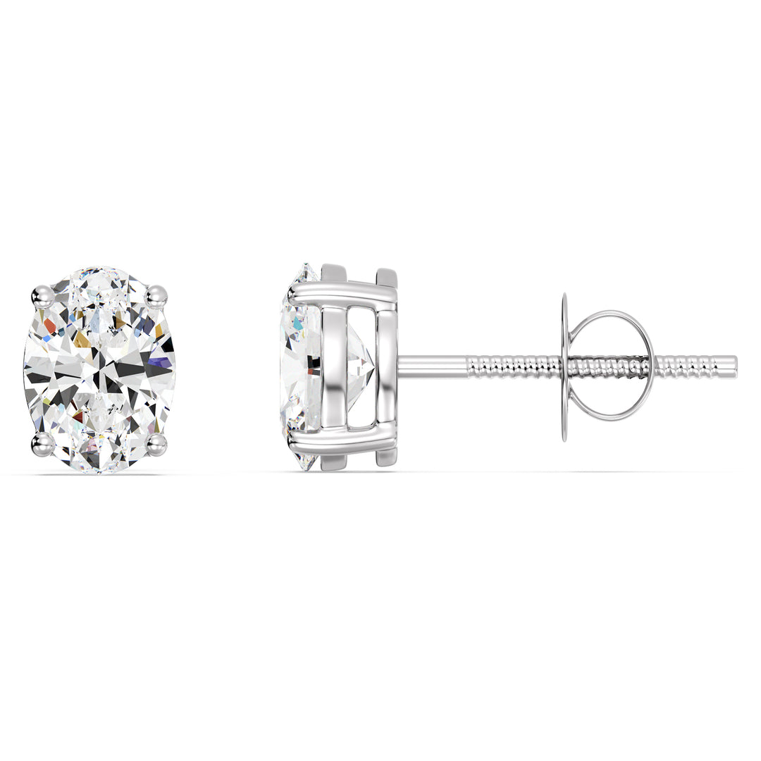 Elegant Oval Lab-Grown Diamond Stud Earrings in 18K White Gold – IGI Certified