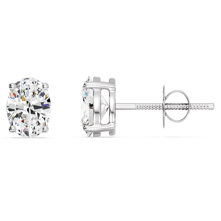Elegant Oval Lab-Grown Diamond Stud Earrings in 18K White Gold – IGI Certified