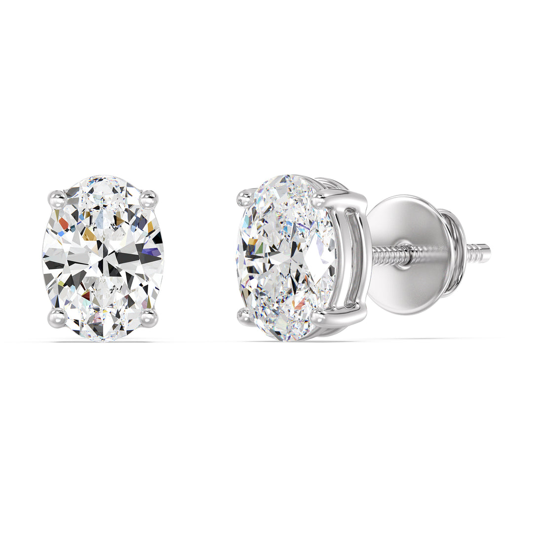 Elegant Oval Lab-Grown Diamond Stud Earrings in 18K White Gold – IGI Certified
