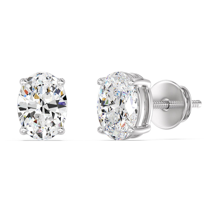 Elegant Oval Lab-Grown Diamond Stud Earrings in 18K White Gold – IGI Certified