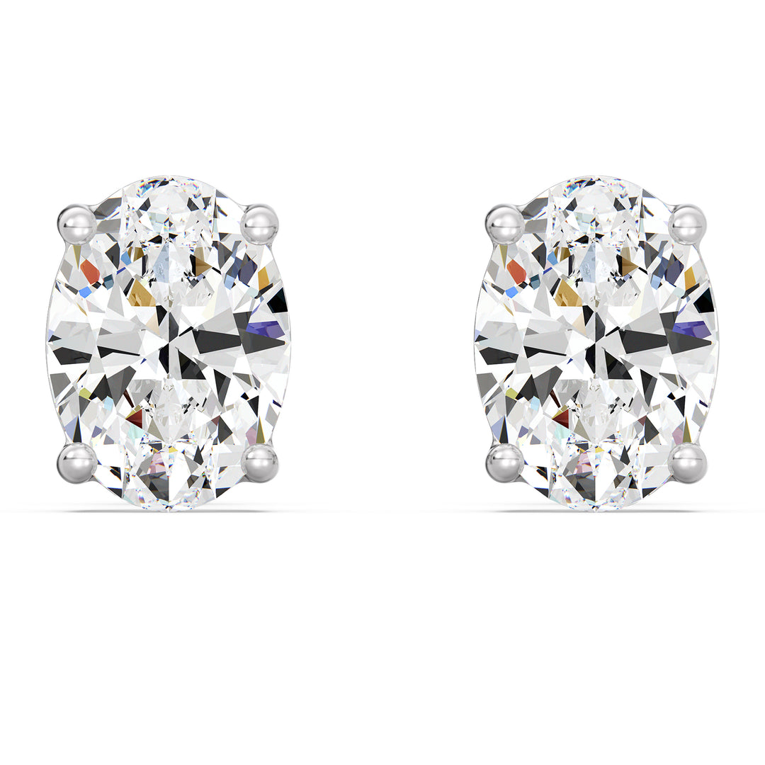 Elegant Oval Lab-Grown Diamond Stud Earrings in 18K White Gold – IGI Certified