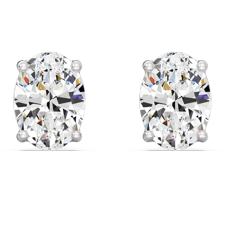 Elegant Oval Lab-Grown Diamond Stud Earrings in 18K White Gold – IGI Certified