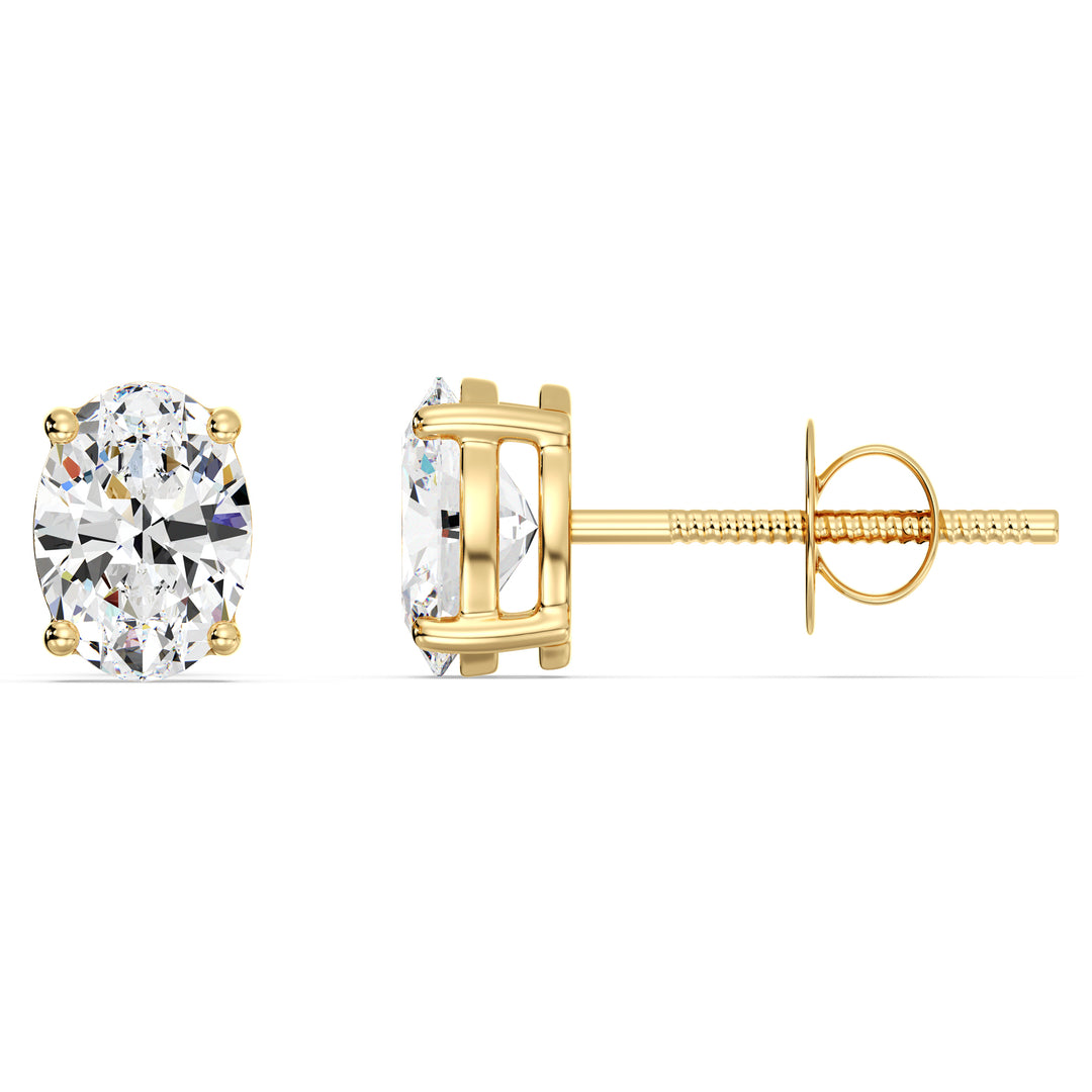 Elegant Oval Lab-Grown Diamond Stud Earrings in 18K Yellow Gold – IGI Certified