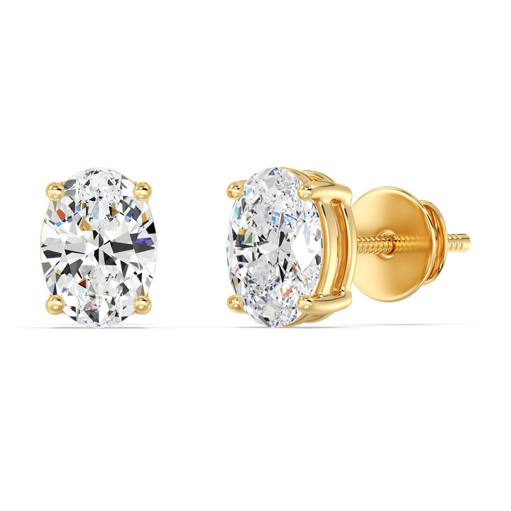 Elegant Oval Lab-Grown Diamond Stud Earrings in 18K Yellow Gold – IGI Certified