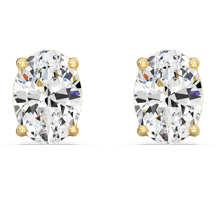 Elegant Oval Lab-Grown Diamond Stud Earrings in 18K Yellow Gold – IGI Certified