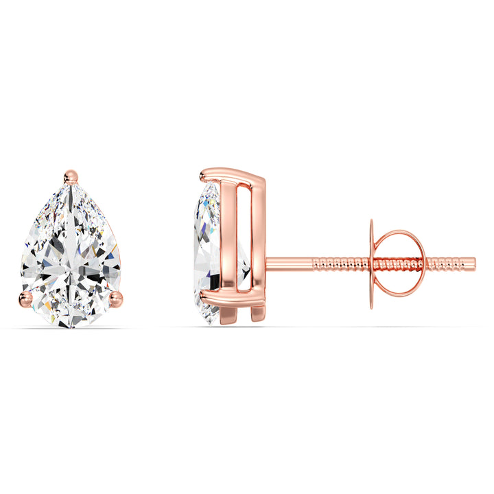 Elegant Pear-Shaped Lab-Grown Diamond Stud Earrings in 18K Rose Gold - IGI Certified, Perfect for Any Occasion