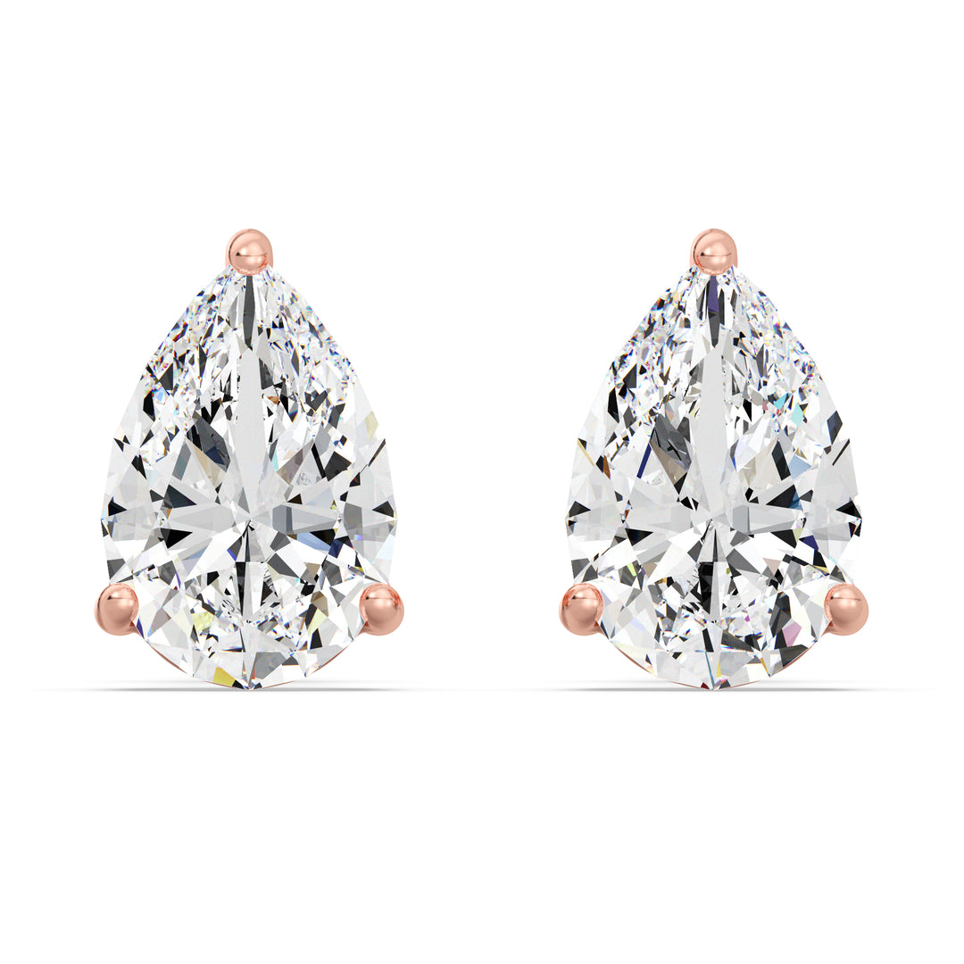 Elegant Pear-Shaped Lab-Grown Diamond Stud Earrings in 18K Rose Gold - IGI Certified, Perfect for Any Occasion