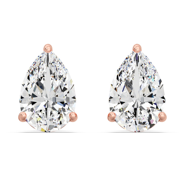 Elegant Pear-Shaped Lab-Grown Diamond Stud Earrings in 18K Rose Gold - IGI Certified, Perfect for Any Occasion