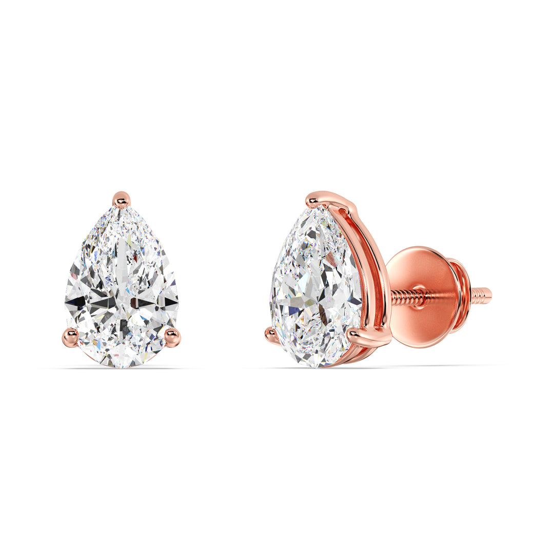 Elegant Pear-Shaped Lab-Grown Diamond Stud Earrings in 18K Rose Gold - IGI Certified, Perfect for Any Occasion