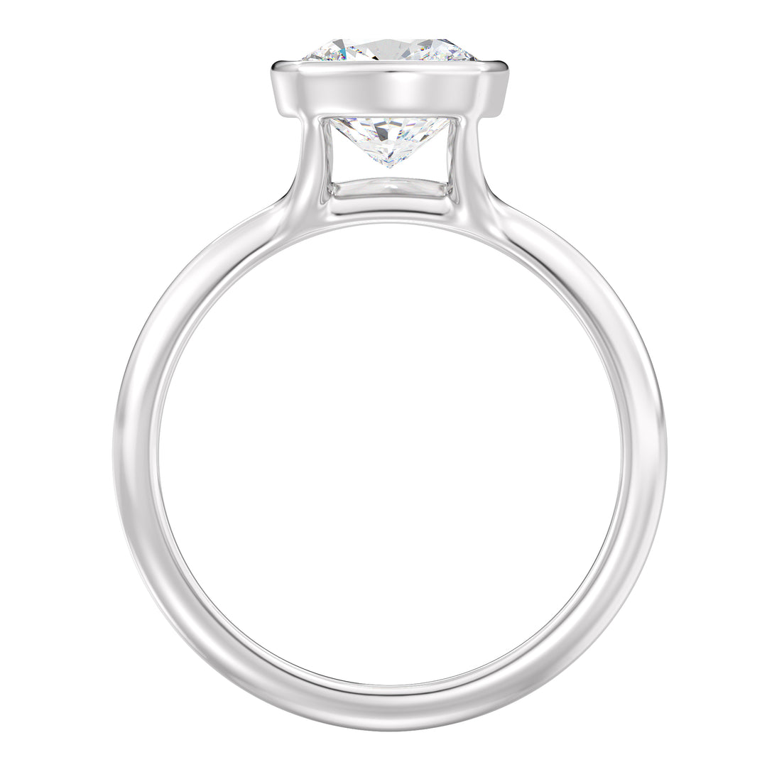 Elegant Square Cushion-Cut Bezel-Set Lab-Grown Diamond Solitaire Ring in 18K White Gold – Available in 1ct, 2ct, 3ct, or 4ct.