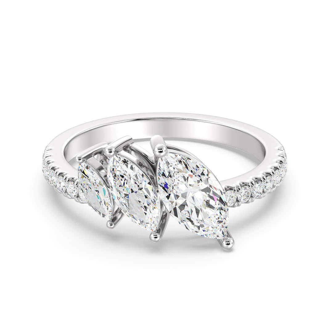 Three-Stone Marquise-Cut Lab-Grown Diamond Wedding Ring