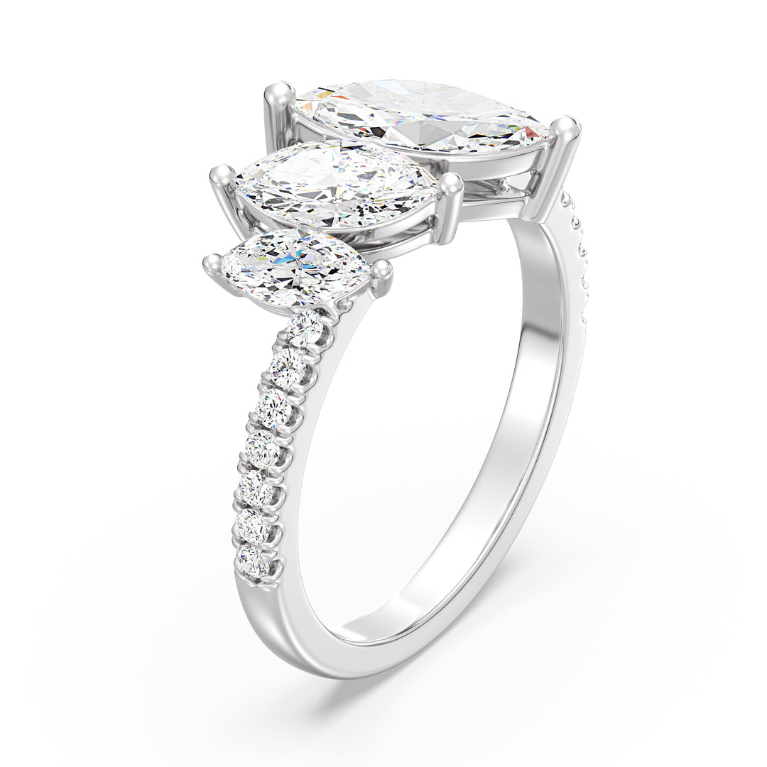Three-Stone Marquise-Cut Lab-Grown Diamond Wedding Ring