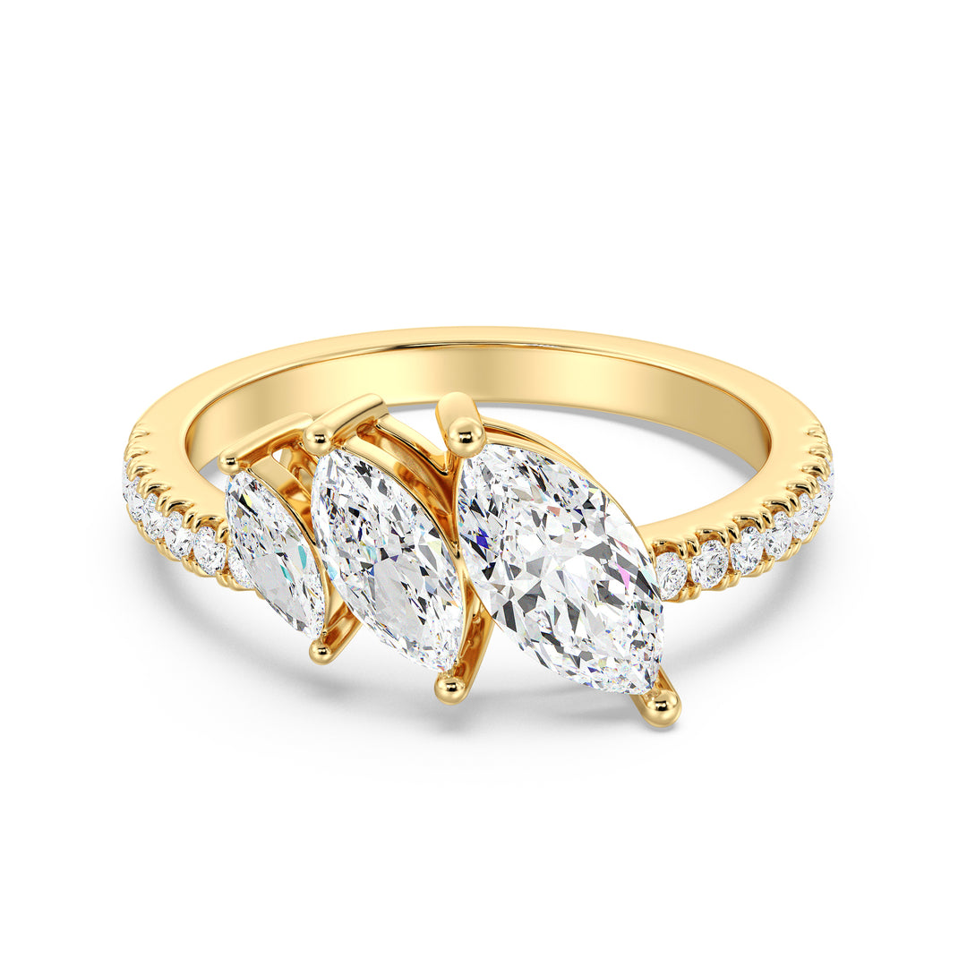 Three-Stone Marquise-Cut Lab-Grown Diamond Wedding Ring