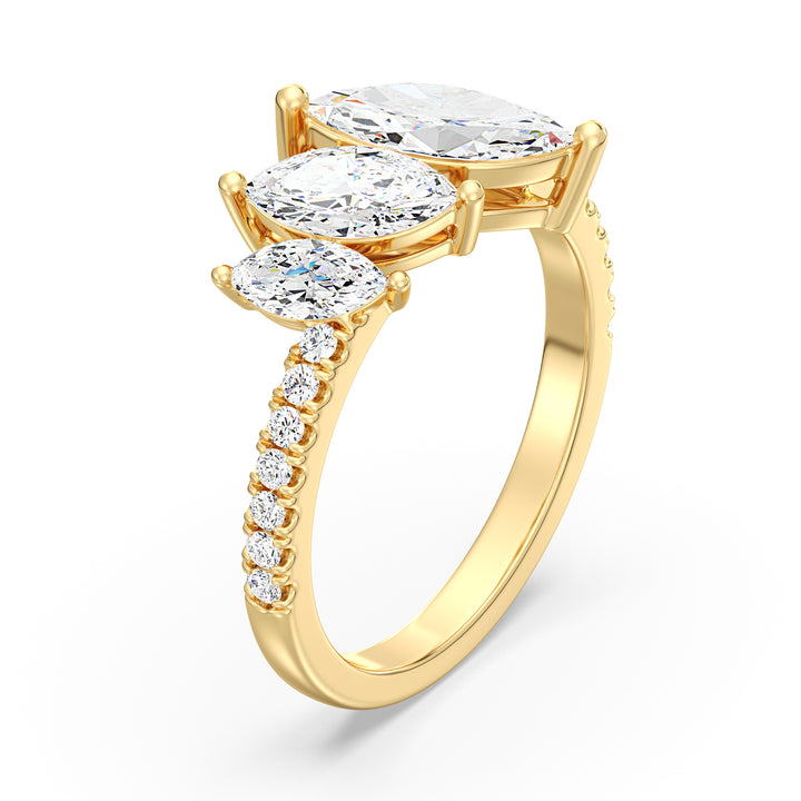 Three-Stone Marquise-Cut Lab-Grown Diamond Wedding Ring