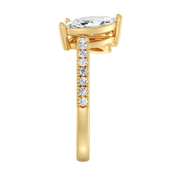 Three-Stone Marquise-Cut Lab-Grown Diamond Wedding Ring