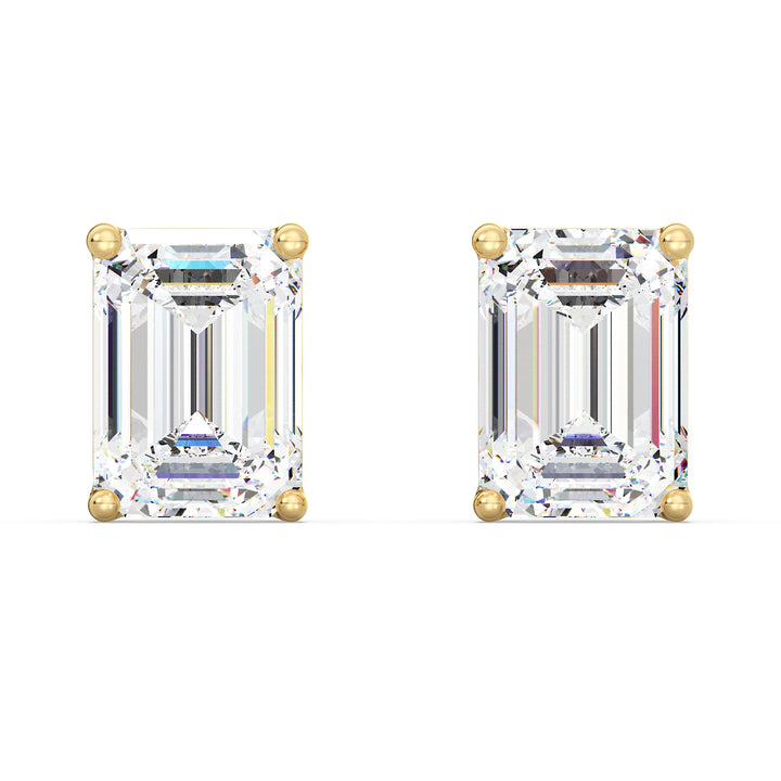 Emerald-Cut Lab-Grown Diamond Stud Earrings in 18K Yellow Gold – Timeless elegance with exceptional white diamonds