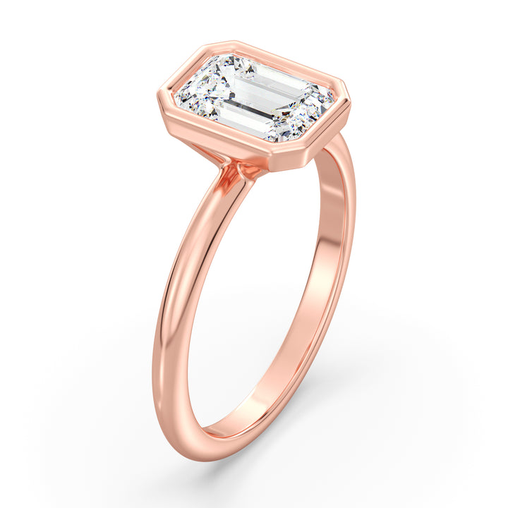 The Estelle Ring - Emerald Cut Bezel Solitaire