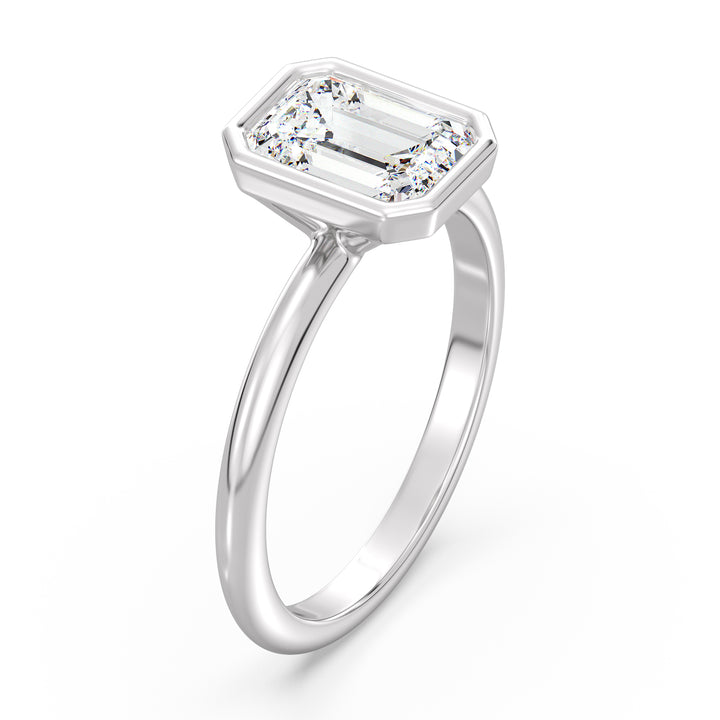 The Estelle Ring - Emerald Cut Bezel Solitaire