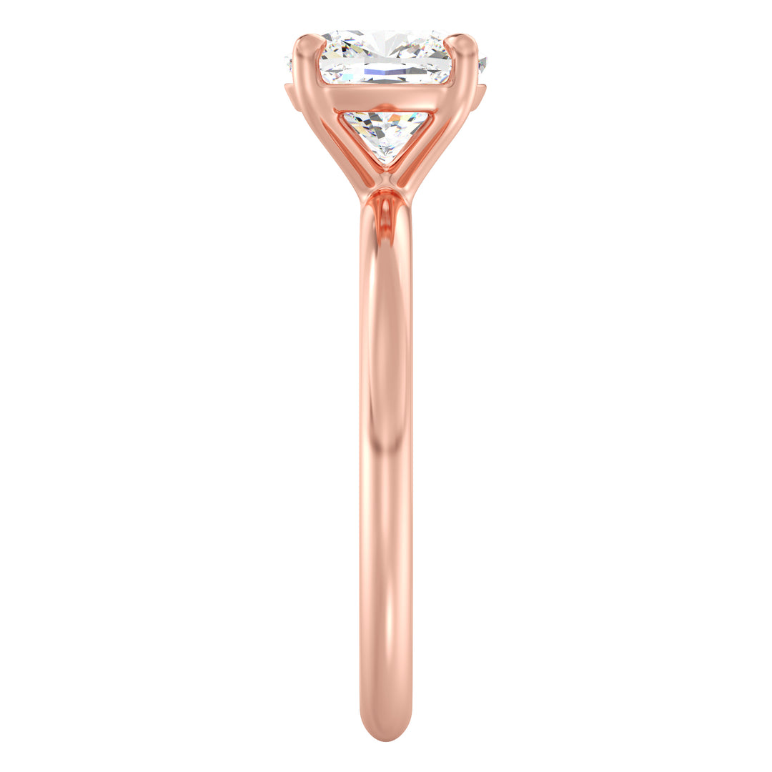Timeless 18K Rose Gold Solitaire Engagement Ring Featuring a Classic 4-Claw Cushion-Cut Lab-Grown Diamond