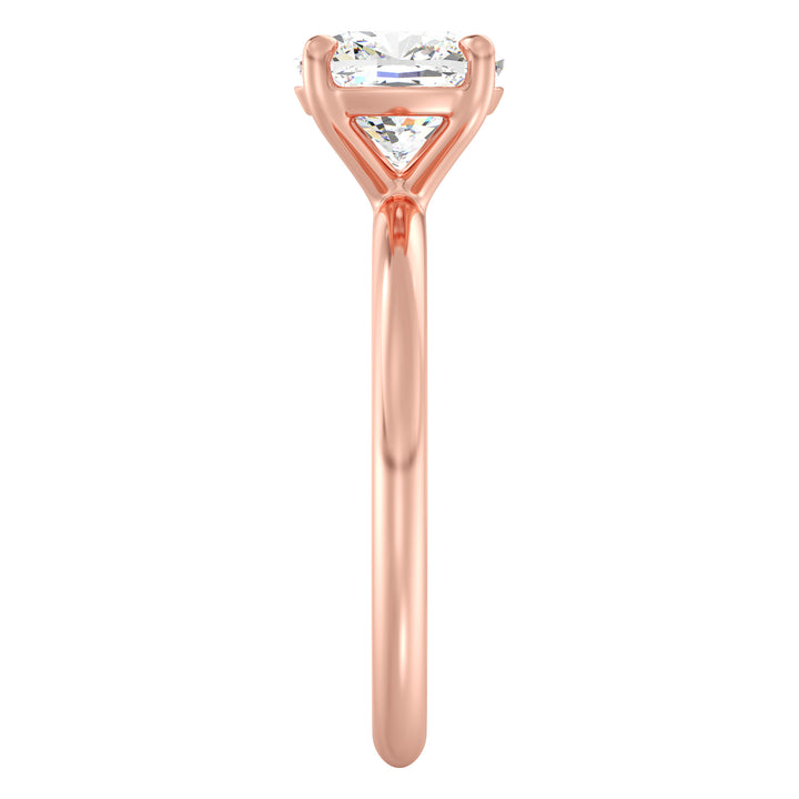 Timeless 18K Rose Gold Solitaire Engagement Ring Featuring a Classic 4-Claw Cushion-Cut Lab-Grown Diamond