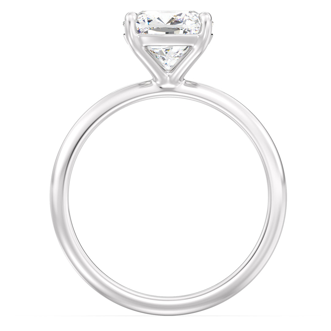 Exquisite 18K White Gold Solitaire Engagement Ring Showcasing a Classic 4-Claw Cushion-Cut Lab-Grown Diamond