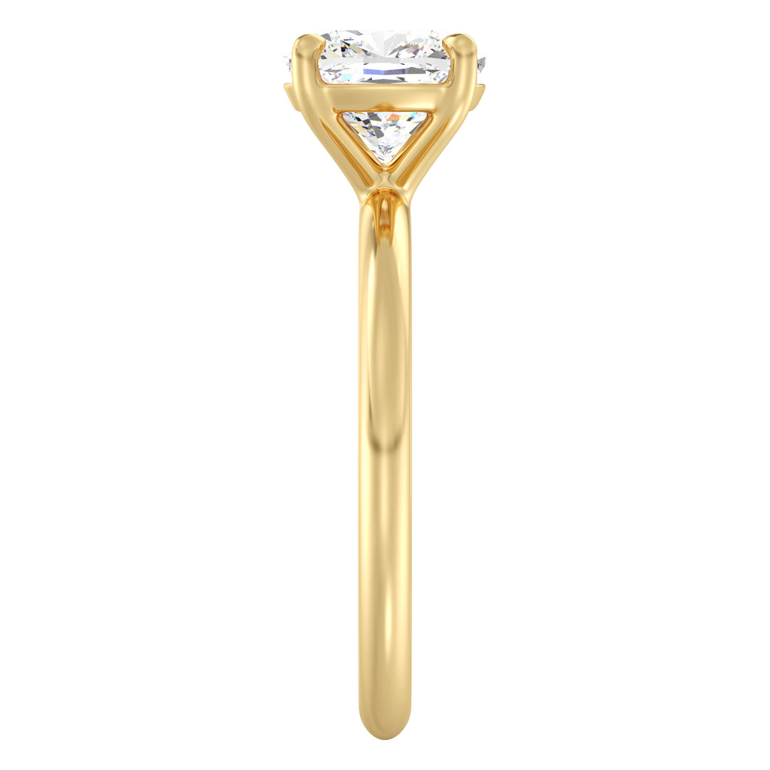 Elegant 18K Yellow Gold Solitaire Engagement Ring with a Classic 4-Claw Cushion-Cut Lab-Grown Diamond