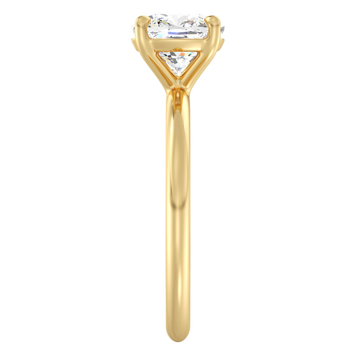 Elegant 18K Yellow Gold Solitaire Engagement Ring with a Classic 4-Claw Cushion-Cut Lab-Grown Diamond