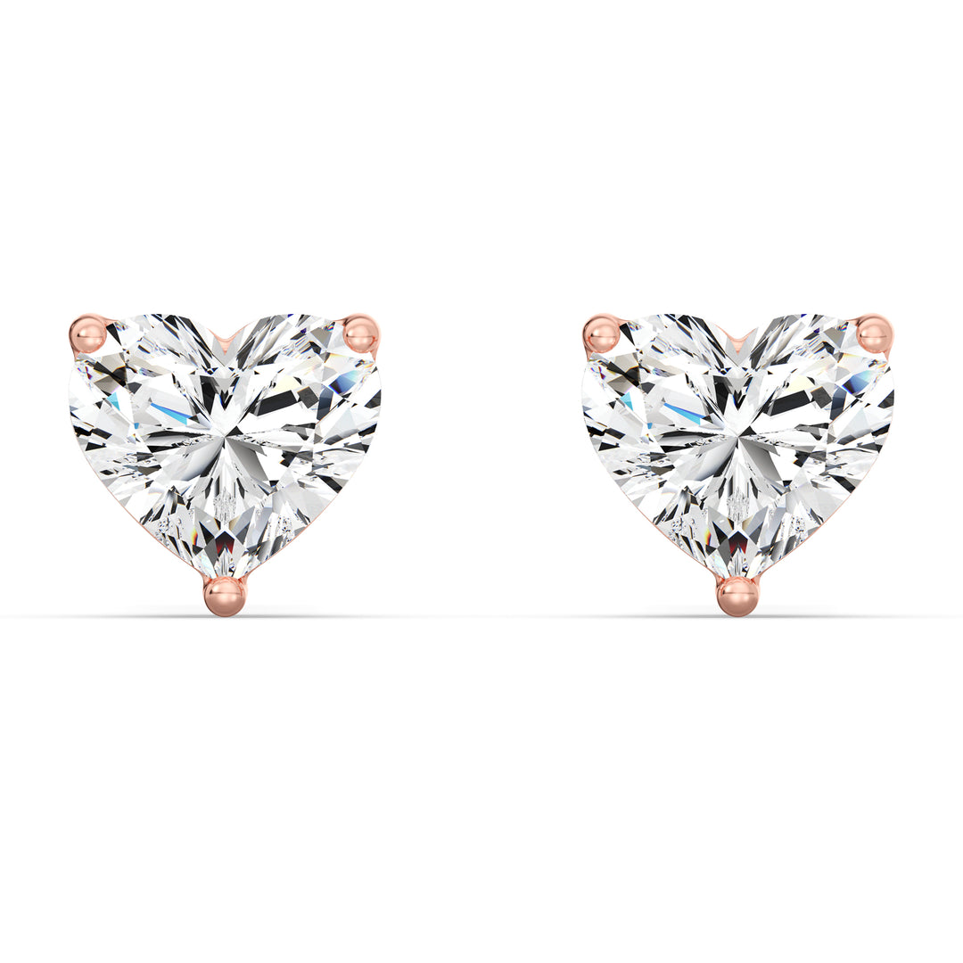 Heart-Cut Lab-Grown Diamond Stud Earrings in 18K Rose Gold - IGI Certified