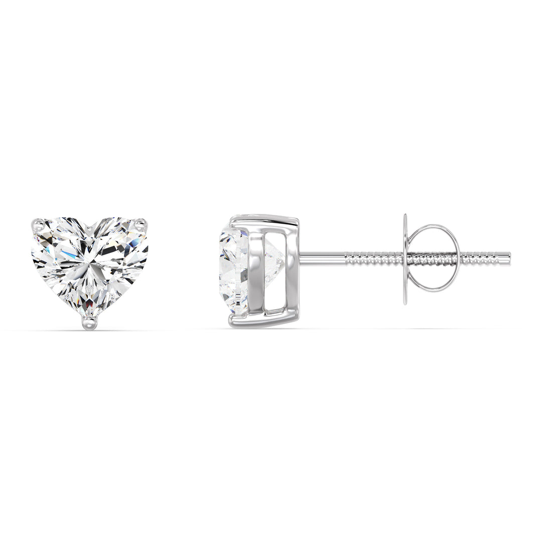 Heart-Cut Lab-Grown Diamond Stud Earrings in 18K White Gold - IGI Certified