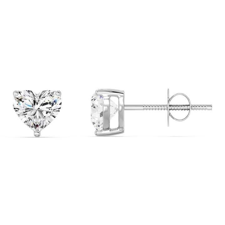 Heart-Cut Lab-Grown Diamond Stud Earrings in 18K White Gold - IGI Certified