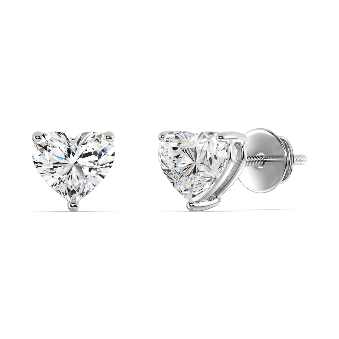 Heart-Cut Lab-Grown Diamond Stud Earrings in 18K White Gold - IGI Certified