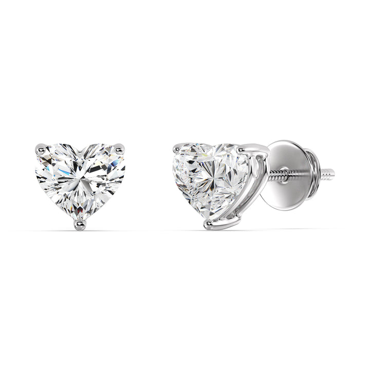 Heart-Cut Lab-Grown Diamond Stud Earrings in 18K White Gold - IGI Certified