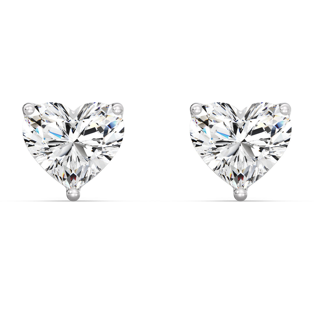 Heart-Cut Lab-Grown Diamond Stud Earrings in 18K White Gold - IGI Certified