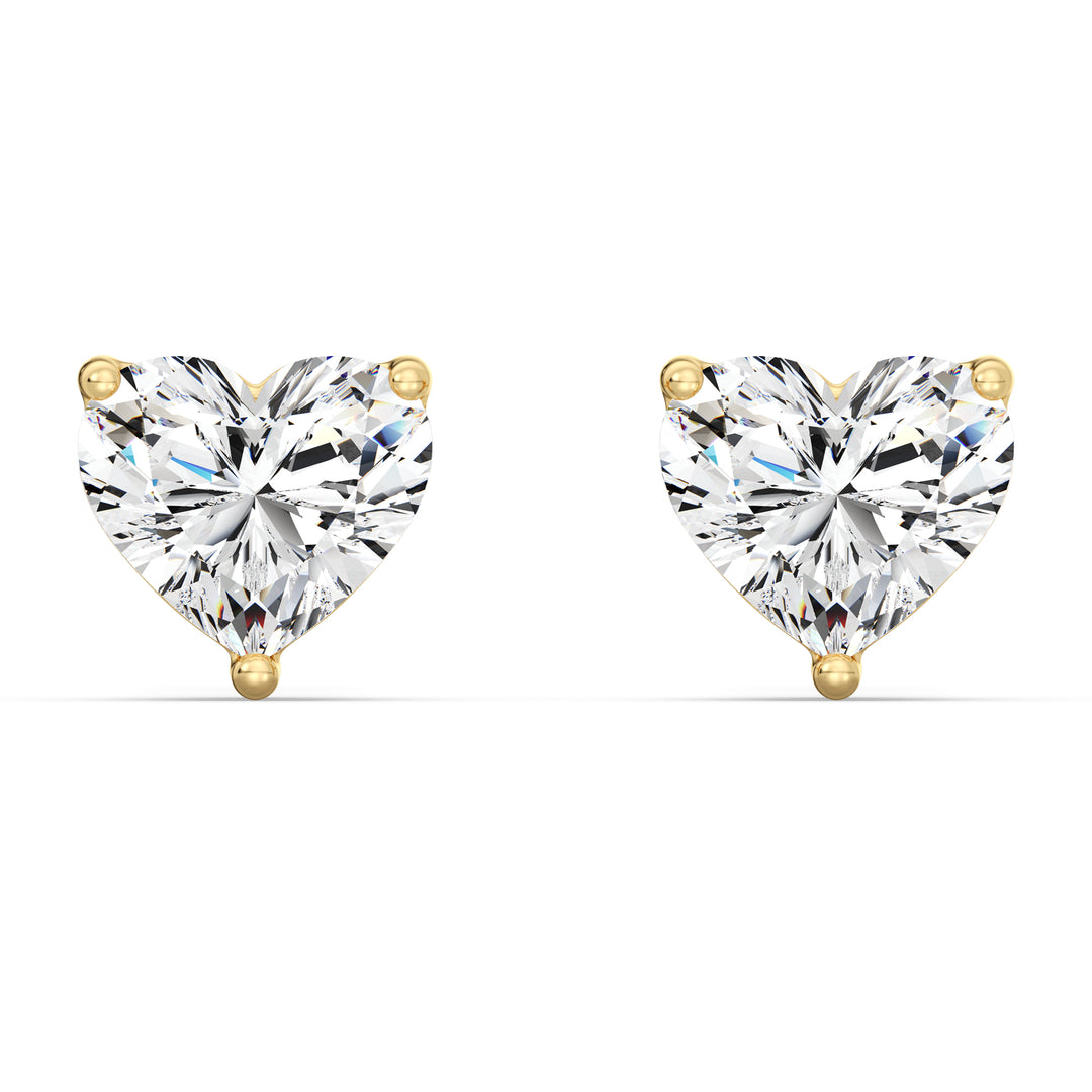 Heart-Cut Lab-Grown Diamond Stud Earrings in 18K Yellow Gold - IGI Certified