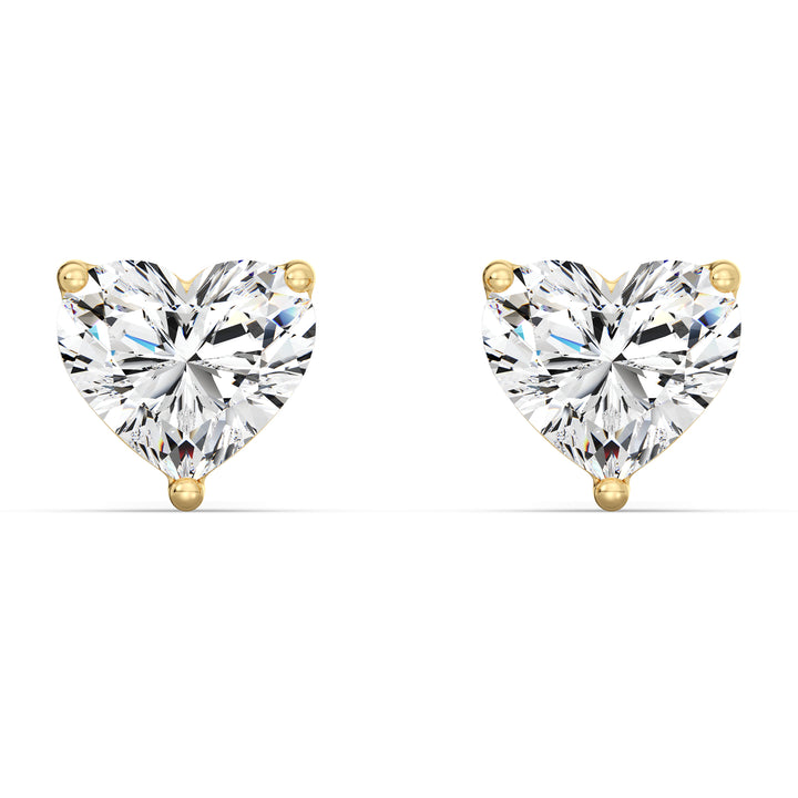 Heart-Cut Lab-Grown Diamond Stud Earrings in 18K Yellow Gold - IGI Certified