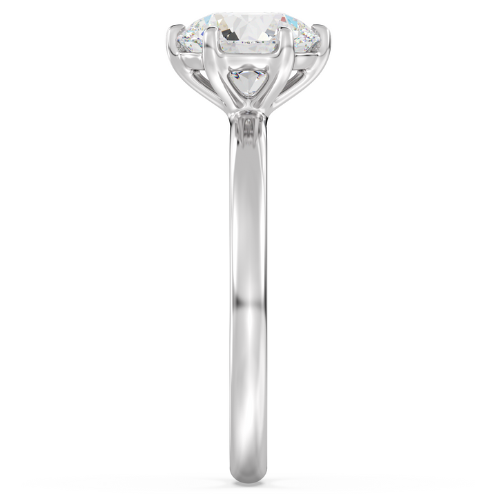 Classic 6-Prong Round Lab-Grown Diamond Solitaire Engagement Ring in 18K White Gold, highlighting a stunning round-cut diamond with EF color and VS clarity