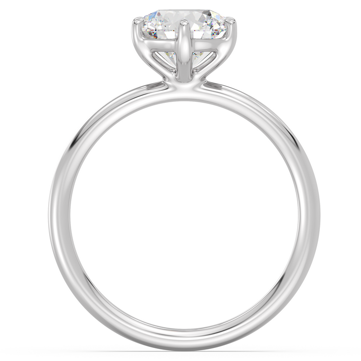 Classic 6-Prong Round Lab-Grown Diamond Solitaire Engagement Ring in 18K White Gold, highlighting a stunning round-cut diamond with EF color and VS clarity
