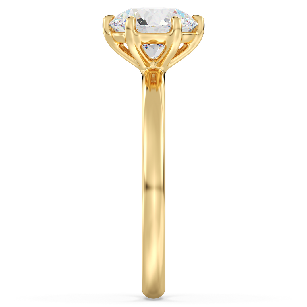 Classic 6-Prong Round Lab-Grown Diamond Solitaire Engagement Ring in 18K Yellow Gold, featuring a dazzling round-cut diamond with EF color and VS clarity