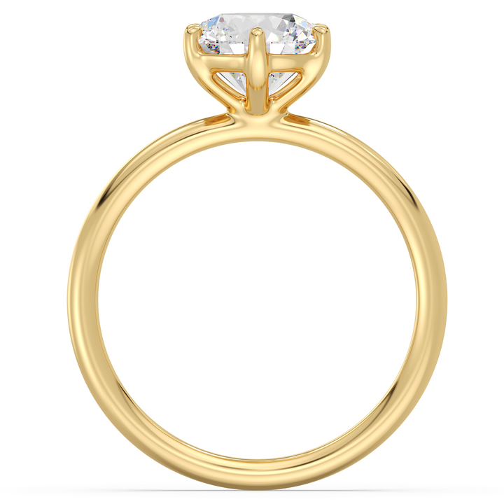 Classic 6-Prong Round Lab-Grown Diamond Solitaire Engagement Ring in 18K Yellow Gold, featuring a dazzling round-cut diamond with EF color and VS clarity