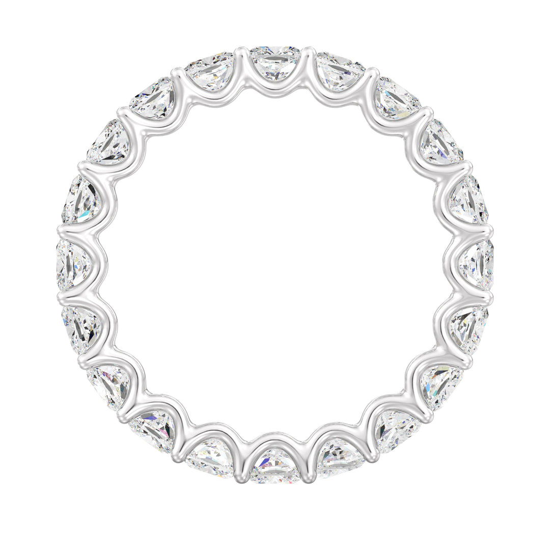 Lab-Grown Cushion-Cut Diamond Scallop Eternity Band in 18K White Gold, adorned with 20 sparkling EF/VS diamonds in a classic scalloped design