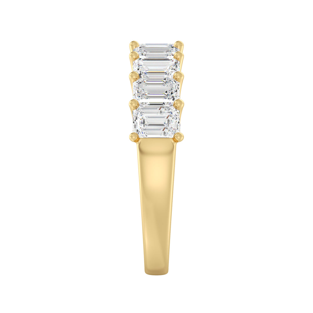 18K Yellow Gold Emerald-Cut Lab-Grown Diamond Scallop Half-Eternity Wedding Ring with 1.80ct EF/VS diamonds