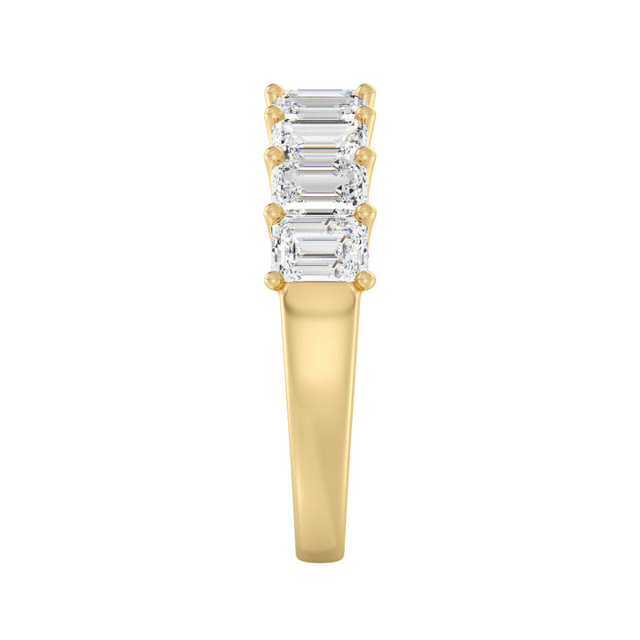 18K Yellow Gold Emerald-Cut Lab-Grown Diamond Scallop Half-Eternity Wedding Ring with 1.80ct EF/VS diamonds