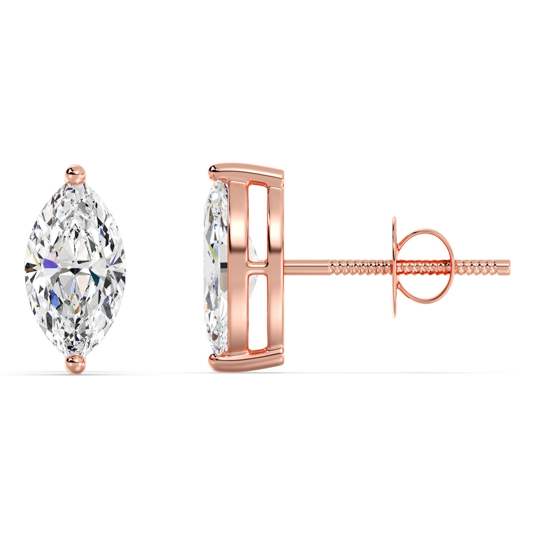Marquise-Cut Lab-Grown Diamond Stud Earrings in 18K Rose Gold, showcasing timeless elegance and sustainable luxury