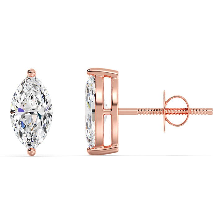 Marquise-Cut Lab-Grown Diamond Stud Earrings in 18K Rose Gold, showcasing timeless elegance and sustainable luxury