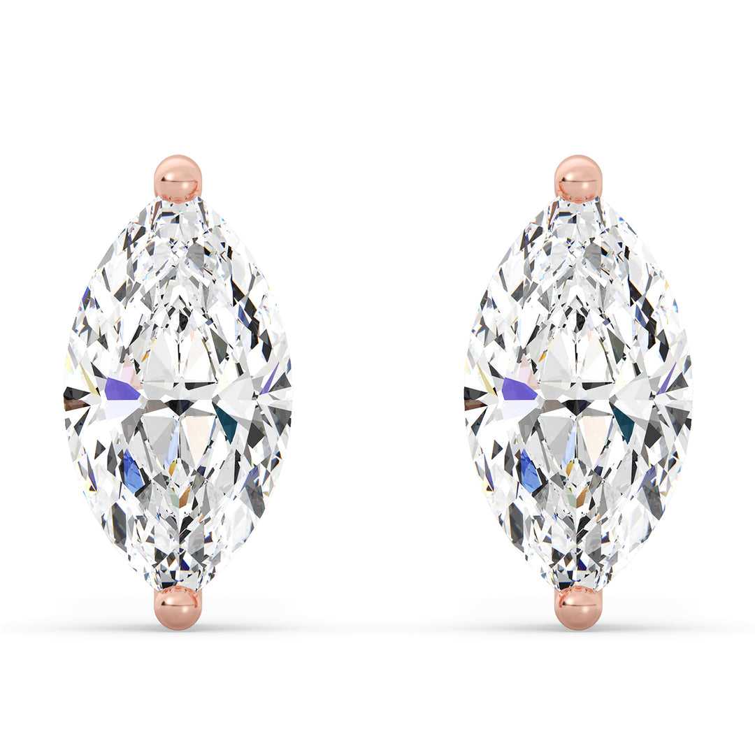 Marquise-Cut Lab-Grown Diamond Stud Earrings in 18K Rose Gold, showcasing timeless elegance and sustainable luxury