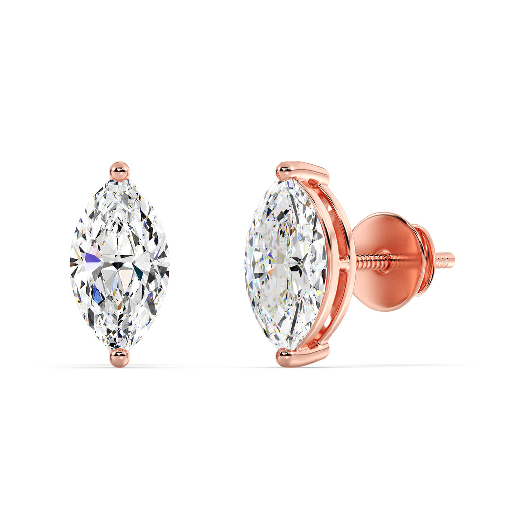 Marquise-Cut Lab-Grown Diamond Stud Earrings in 18K Rose Gold, showcasing timeless elegance and sustainable luxury