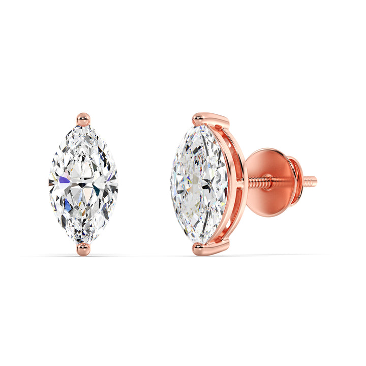 Marquise-Cut Lab-Grown Diamond Stud Earrings in 18K Rose Gold, showcasing timeless elegance and sustainable luxury
