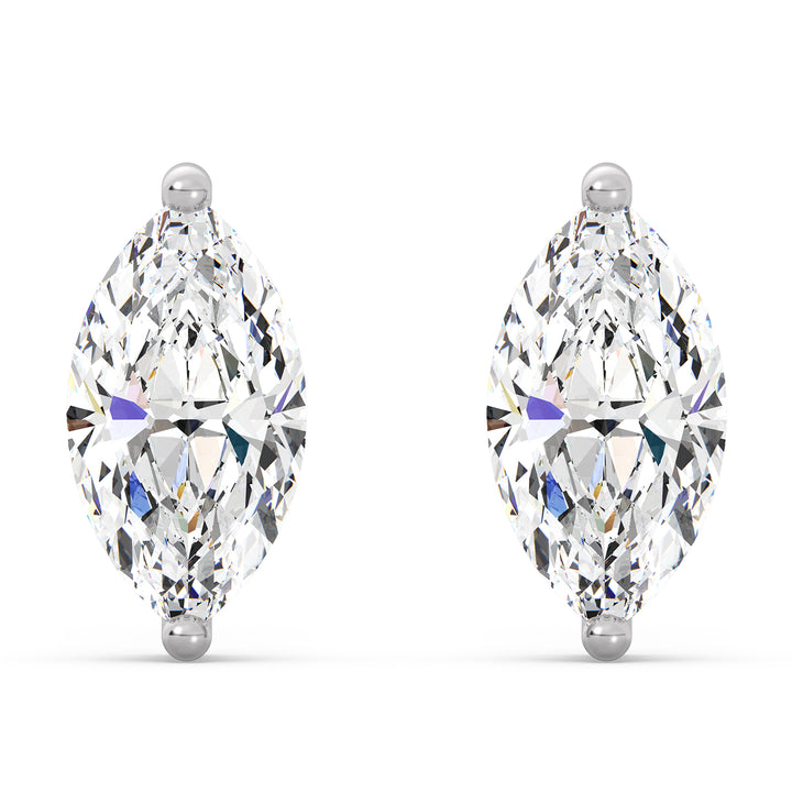 Marquise-Cut Lab-Grown Diamond Stud Earrings in 18K White Gold, adorned with IGI-certified diamonds for a sophisticated look