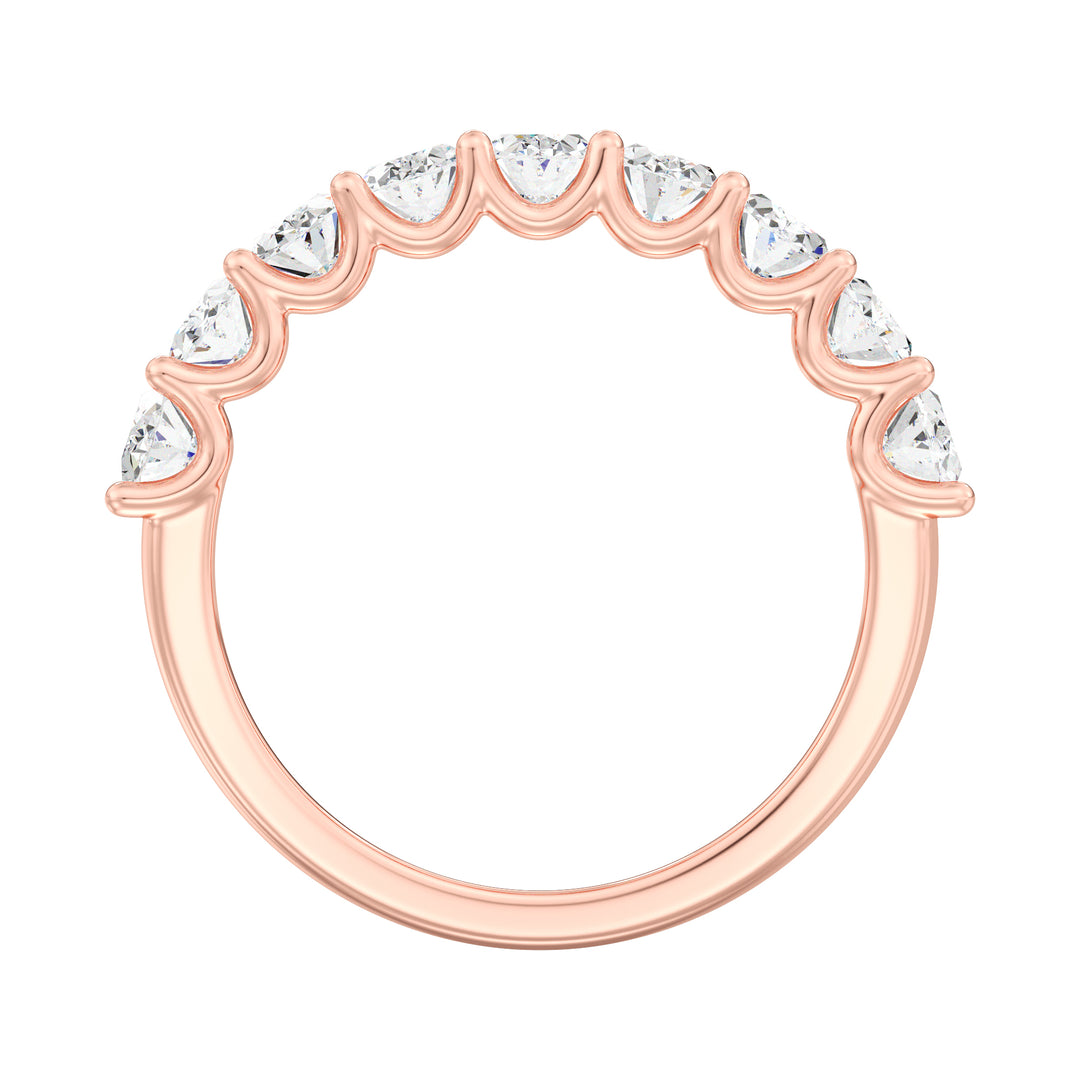 18K Rose Gold Oval Lab-Grown Diamond Scallop Half-Eternity Wedding Ring with 1.80ct EF/VS Diamonds
