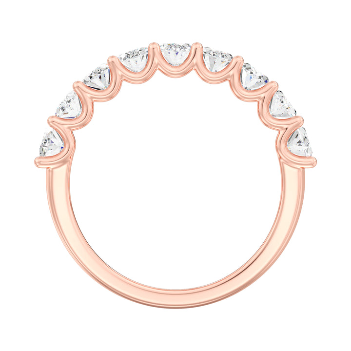 18K Rose Gold Oval Lab-Grown Diamond Scallop Half-Eternity Wedding Ring with 1.80ct EF/VS Diamonds